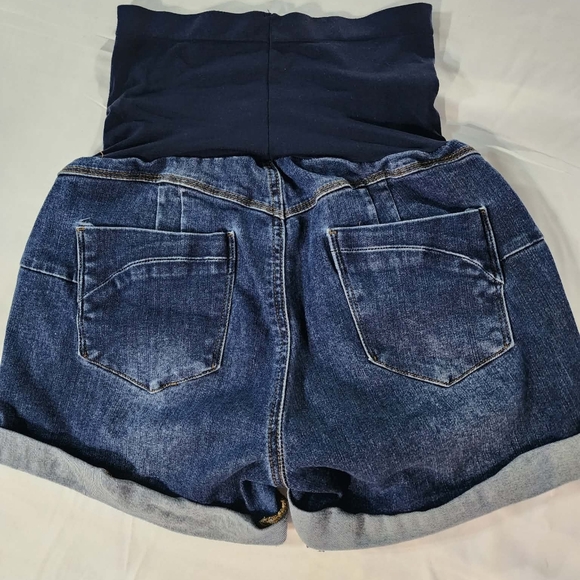Bella Vida Maternity Stretch Denim Shorts Over Belly Panel Size XL - Picture 4 of 7